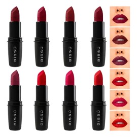 Labiales Bissu Humectantes Tonos Rojos Oscuros 8 Piezas                                                                                               