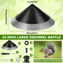 Qualirey 4 Pieces Squirrel-Proof Bird Feeder Baffle Set with Metal Frame for Shepherd's Hook House Guard Outdoor Courtyard