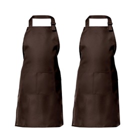 2 Pieces Kids Aprons, Kids Cooking Aprons, Garden Kids Aprons with Pockets, Kitchen Kids Aprons, Adjustable Kids, Boys Girls Aprons for Cooking, Crafting, Painting (7-13 Years Old), brown