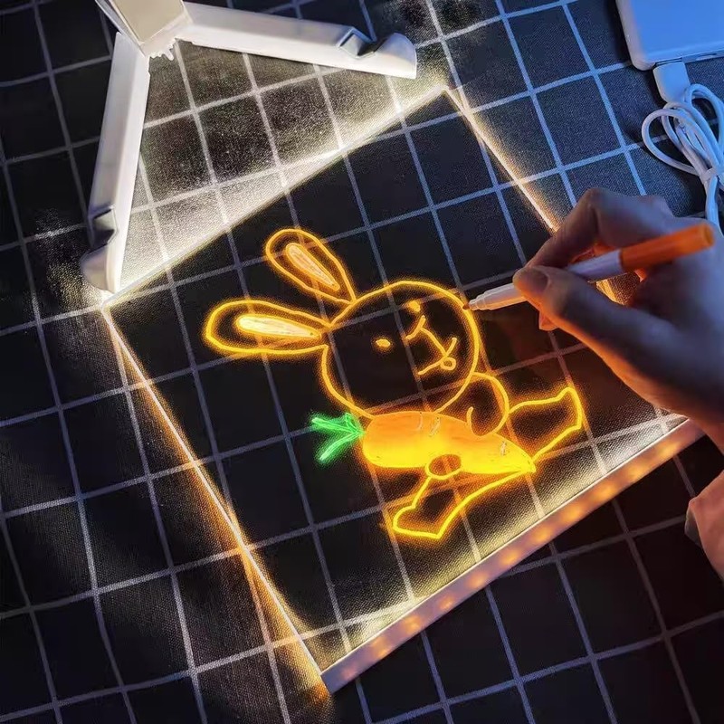 Led Note Board with Colors, Light Up Acrylic Message Board,