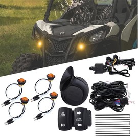 UTV Turn Signal Kit Pre-Wired, Plug and Play UTV ATV Blinker Kit with 110D Horn, Rocker Switch, Universal UTV Street Legal Kit for Polaris, Kawasaki, CFMOTO, Pioneer, Can-Am