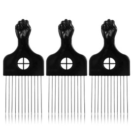 3Pcs Afro Comb Metal Pick Metal African American Hair Comb Straight Black Hair Pick Afro Pick for Curly Hair Styling Comb Lift Hair