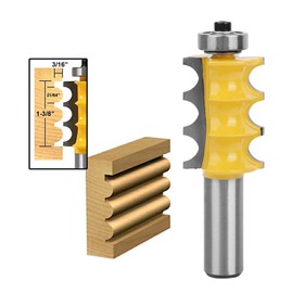 Trim Router Bit, 3/16 Radius Triple Bead Trim Router Bit 1/2 Shank Woodworking Treatment and Grooving Router Bits Tool