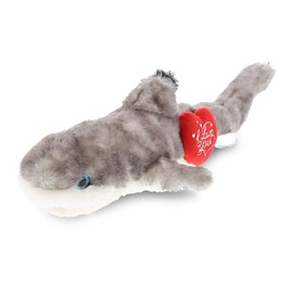 DolliBu I Love You Plush Blacktip Reef Shark- Cute Stuffed Animal with Heart and with Name Personalization for Valentines, Anniversary, Romantic Date, Gift - 16.5 Inches