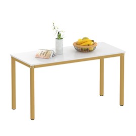 Teraves Dining Table,Kitchen Table Multifuntional Desk for Living Room, Dining Room,Home Office (39.37“, White+Golden Frame)