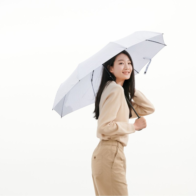 JAJU [JAJU] Comfortable Handle 3-Section Folding Umbrella_Stripe