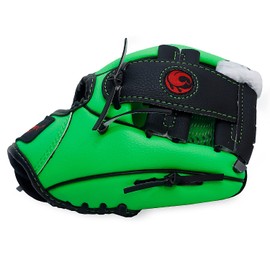 PHINIX 10" Baseball Glove Tee Ball Mitts and Soft Rubber Ball for Kids Beginner Play Training Right Hand Throw Green