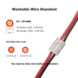 Biantie La Wire Connectors Quick Connect Terminal Block - 2-Pin Electrical Splice Crimp Set, Wire to Wire Junction Terminals Kit Compatible with 22-20 AWG LED Cable (10 Pack with Caps)