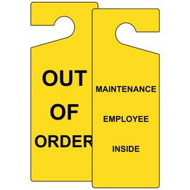 ComplianceSigns.com Out of Order - Maintenance Employee Inside Door Hanger Sign, 8x3 inch Plastic 12-Pack for Facilities