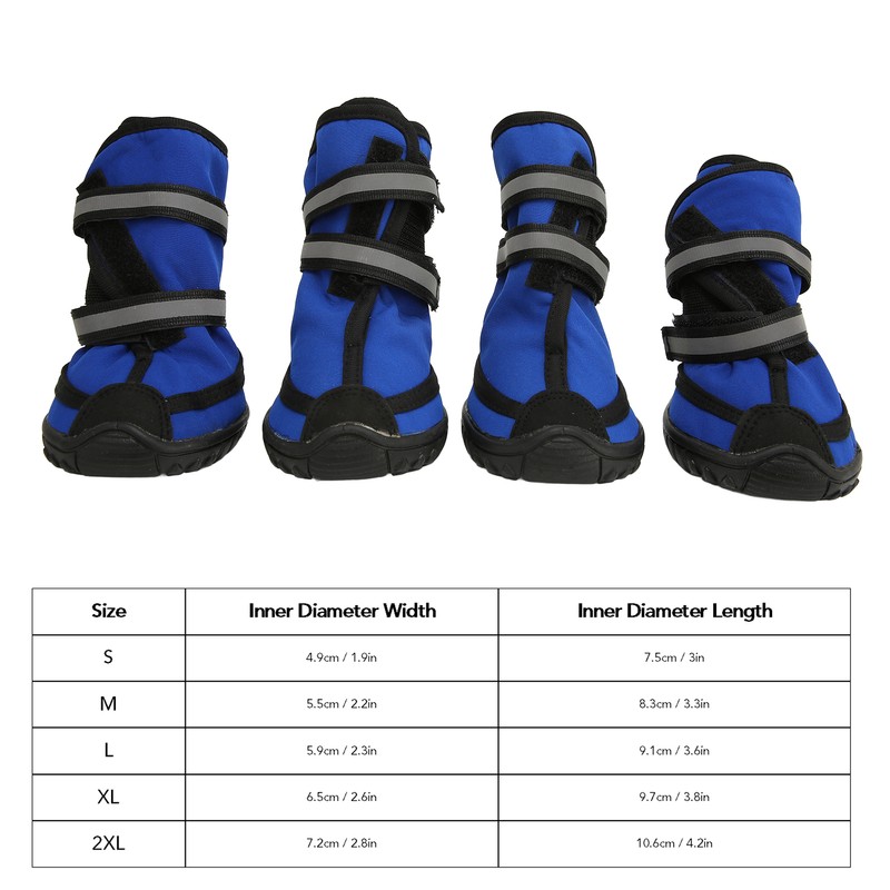 4Pcs Dog Boots Waterproof Prevent Slipping Reflective Large Dog Winter