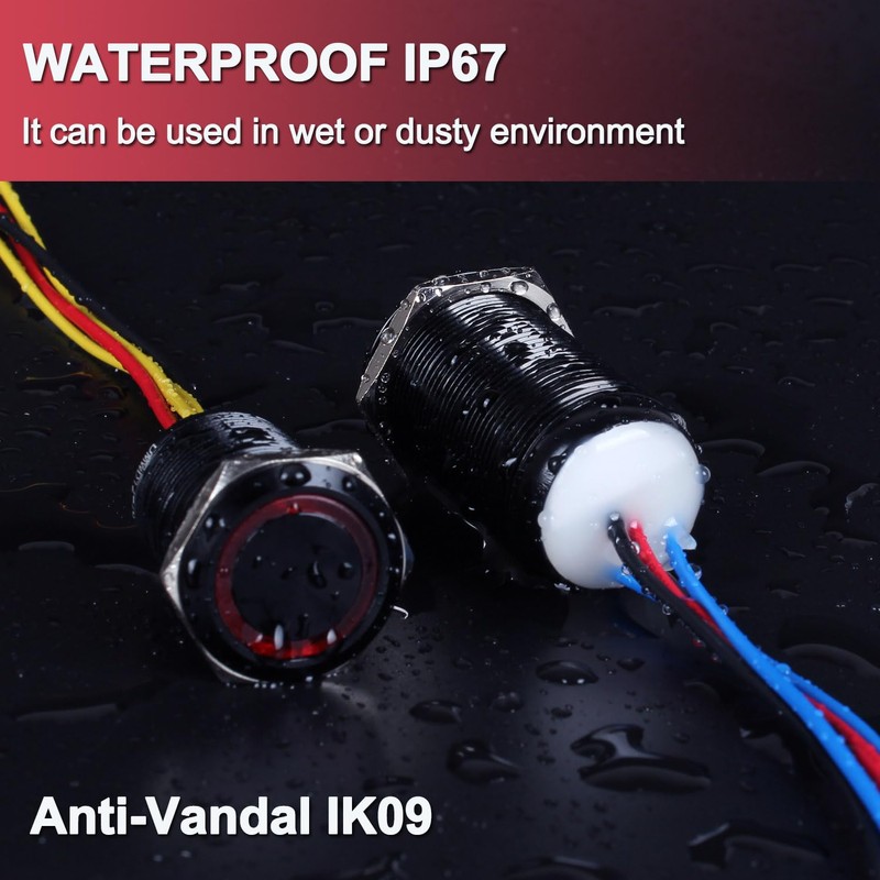 DMWD 19mm Waterproof IP67 Metal Latching Push Button Switch Heavy