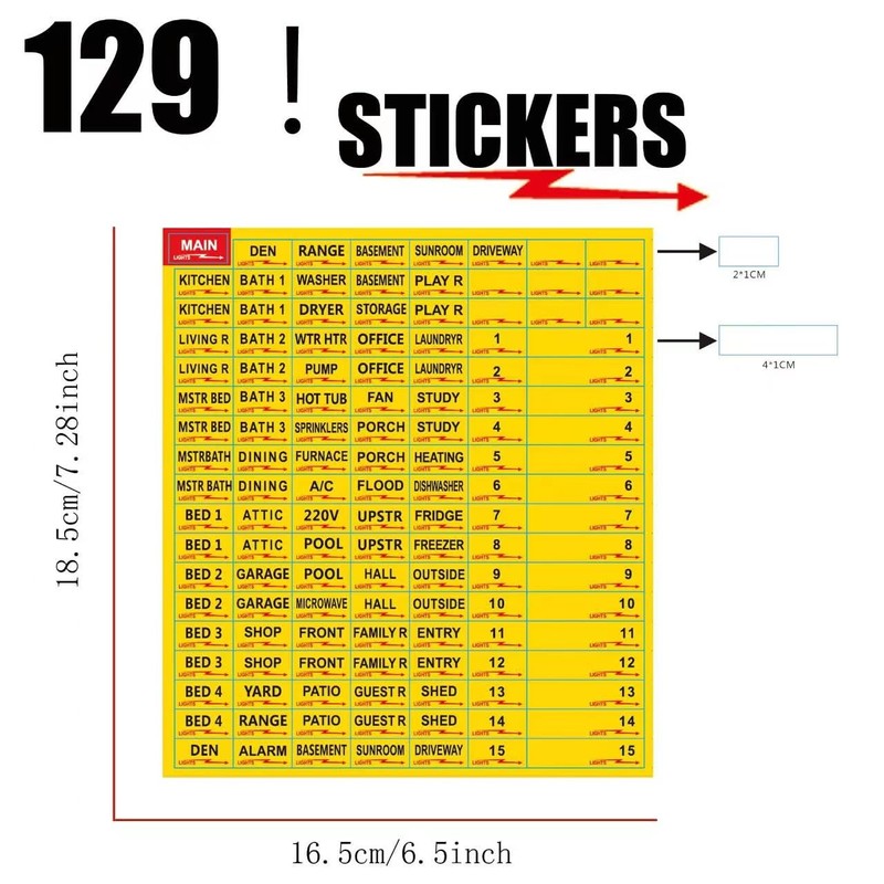 Premium Durable Circuit Breaker Labels, 129 Waterproof Fuse Box Stickers,