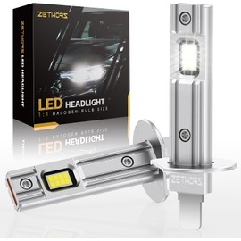 Zethors H1 LED Headlight Bulb, 16000LM 60W 400% Bright LED Headlight Car Conversion Kit, Non-Polarized, 1:1 Mini Size, Plug and Play, Halogen Replacement for Canbus, Pack of 2