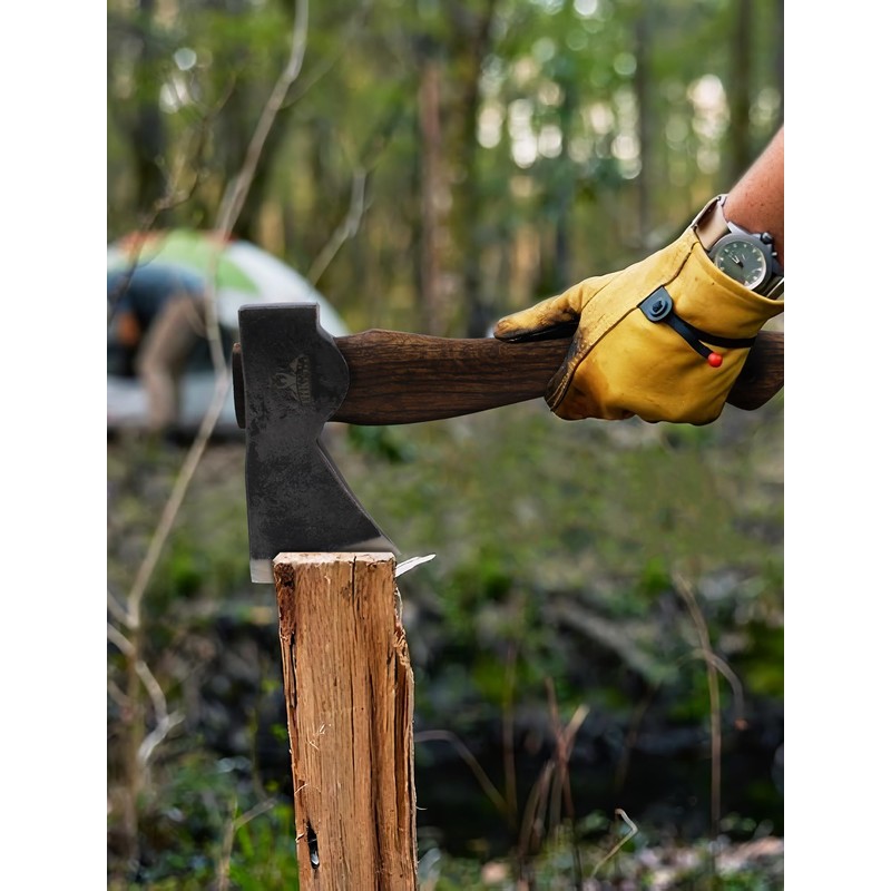 Camping Axe and Hatchet -11" Forged Carving Axe with Leather