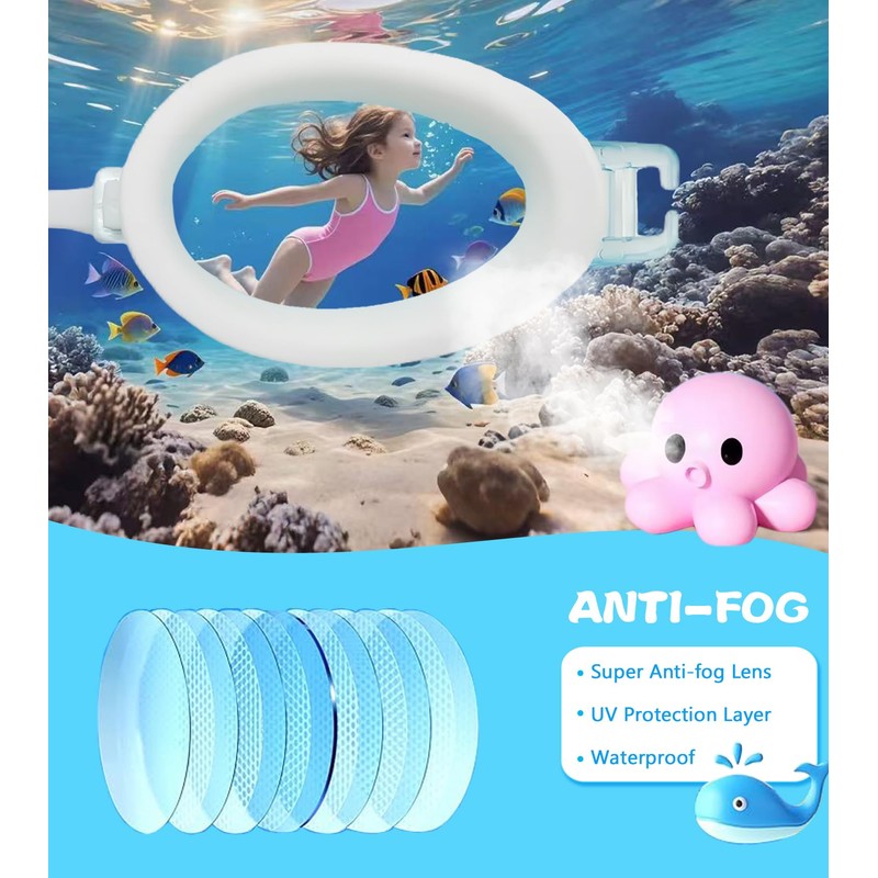 ProudDemon Swimming Goggles with Multicolour Mirrored Pink Frame UV Protection