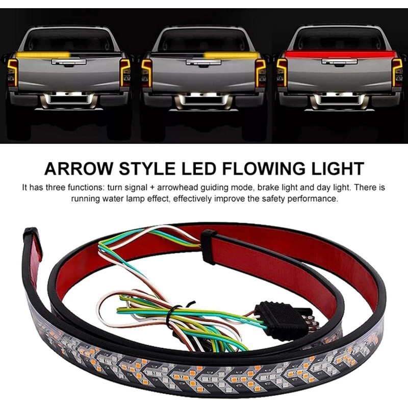 Happybilssbuy LED Tailgate Light Bar 60" Triple Row 5-Function Strip