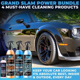 Flowgenix Grand Slam 4-Pack Includes Waterless Car Wash Spray + Instant Car Scratch Remover Repair + Streak Free Window and Glass Cleaner + All Purpose Cleaner for Auto Detailing, 2 Microfiber Towels