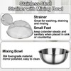 304 Metal Stainless Steel Colander Strainer Mixing Bowl With Microporous