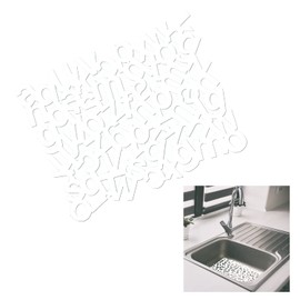 Sink Mat 32 x 25 cm Letter Protector Mat for Sink Rubber Mould Resistant Non-Slip Heavy Duty Easy Clean Scratch Resistant Shockproof (White)