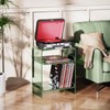 Acrylic Record Player Table with Storage Shelf, Clear Side Table