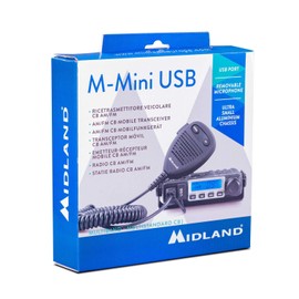 Midland M-MINI USB CB Radio - Multistandard Mini CB Radio with USB Socket - 40 AM/FM Channels, Multiband, Double Squelch Mode, Removable Microphone - Easy Installation