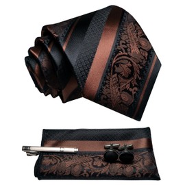 JEMYGINS Luxury Necktie, Striped, Pin, Cufflinks, Button, Chief, Business, Job Hunting, Weddings, School Entrance Ceremonies, Graduations, After-parties, Father's Day, Present, Gift Box Included,
