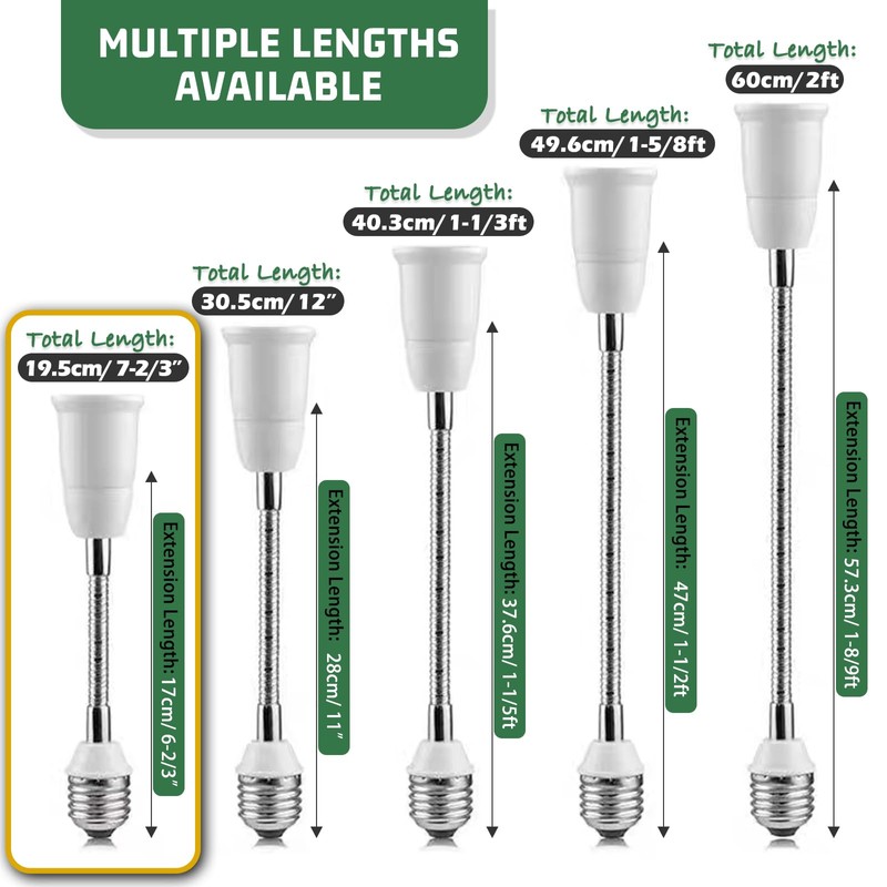 Light Socket Extender Adapter,Flexible Extension Lamp Socket Adapter,Standard Bulb Screw