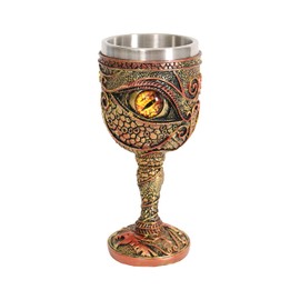 Ottalent Stainless Steel The Eye of The Dragon Wine Goblet Chalice,Dungeons and Dragons Medieval DragonWine Cups 7oz.Men’s Gift (Yellow Eyes)