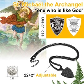 ChainsPro St Michael Gifts for Men Patron Saint of Police Officers Black Archangel Michael Chain