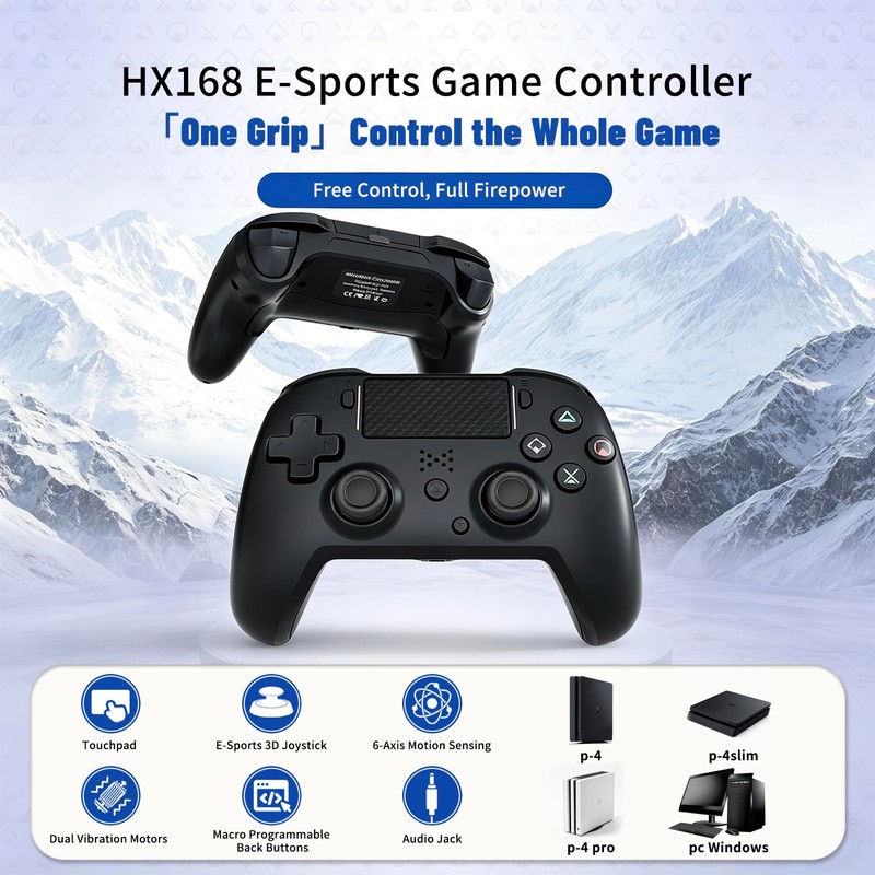 Jersonn Wireless Controller Compatible with PS4/Pro/Slim/PC, with Dual Vibration, 1200mAh