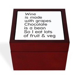 CafePress Wine and Chocolate Memory Keepsake Jewelry Box, 5"x5"x3.75"