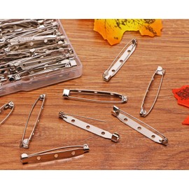 Shapenty Metal 3 Holes Brooch ID Name Badge Safety Catch Locking Pin Backs Clasp DIY Craft Blank Pin Backing for Jewelry Findings,45mm/1.8 Inch, 60PCS