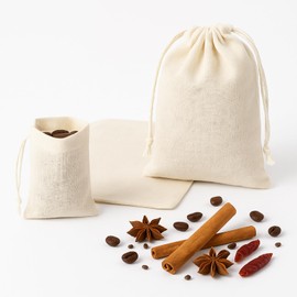 50 Pack Cotton Muslin Spice Bags for Cooking, Reusable Fine Mesh Tea Bags