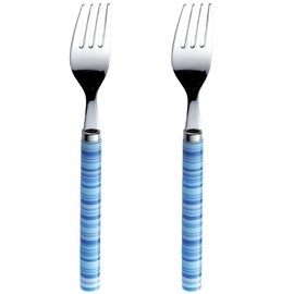 Nagao Border Dinner Forks, Blue, Set of 2, Made in Japan