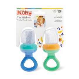 Nuby Nibbler Mesh First Soft Foods Feeder, 4 Count - Blue & Green, Coral & Aqua