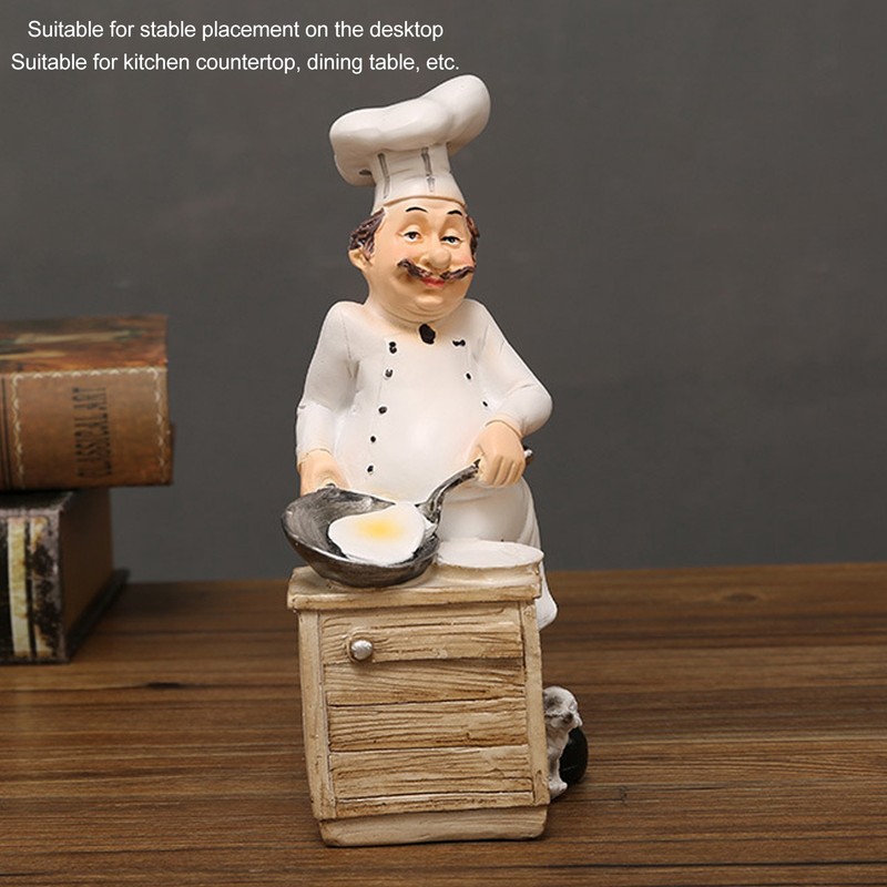 Chef Cooking Figurine Small Stereoscopic Art Ornament Resin Decoration Statue
