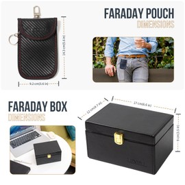 Lexell Faraday Box with 2 Pack Faraday Pouch for Car Keys - Keyless Car Key Signal Blocker Box and Pouches - Signal Blocking Box for Car Keys with RFID Key Pouch - Faraday Bag for Key Fob (Medium)