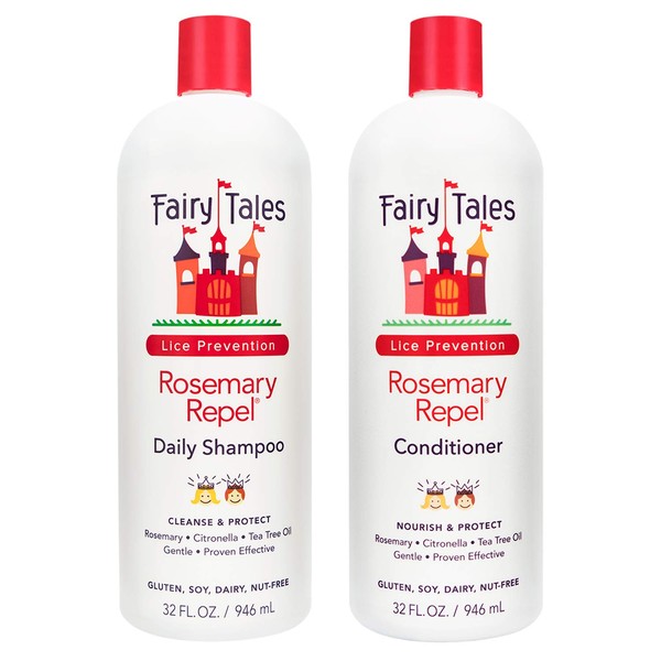 Fairy Tales Rosemary Repel Daily Kids Shampoo- Lice Shampoo for Kids & Kids Hair Conditioner for Lice Prevention (Shampoo + Conditioner 32oz -Pack of 2 )
