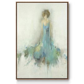Renditions Gallery Canvas Abstract Wall Art Modern Decorations Paintings Faded Elegant Lady Watercolor Romantic Walnut Floater Framed Artwork for Bedroom Office Kitchen - 27"x41" LT546