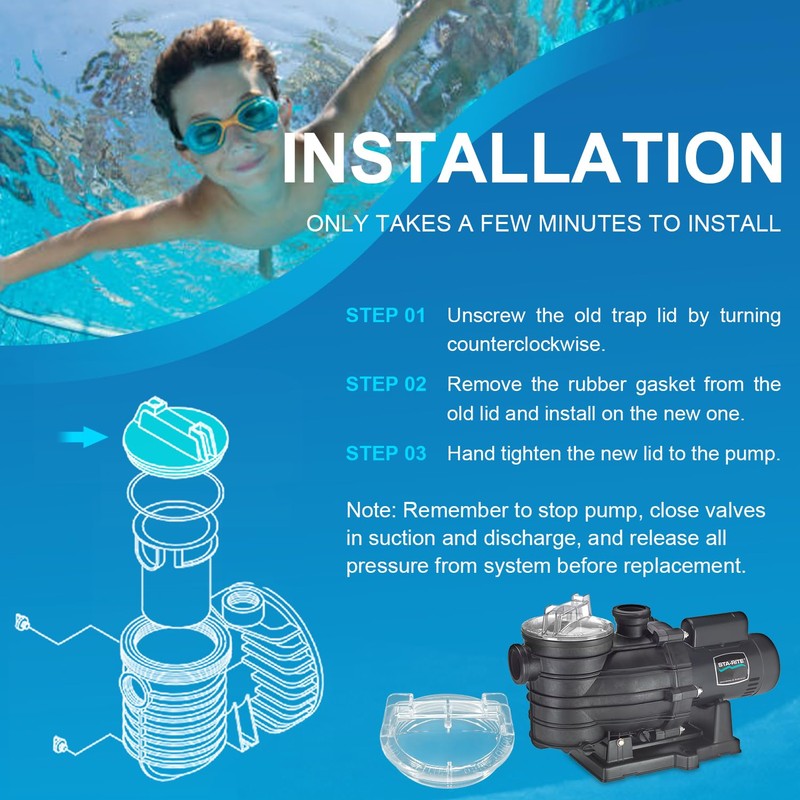 Replacement C3-185P Pool Pump Lid Trap Cover Fit for Sta-Rite