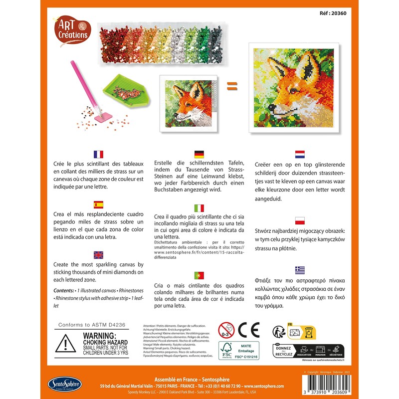 Sentosphère 3920360 Diamond Painting Fox Creative Kit DIY for Children