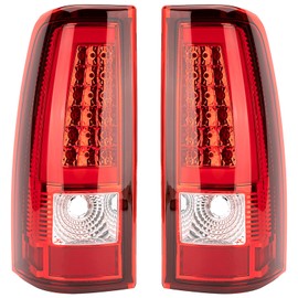 MiKaFex Tail Light Assembly Compatible With 2003-2006 Chevy Silverado 1500 2500 3500 Driver and Passenger Side LED Rear Brake Lamps With Bulb Inside And Wiring Harness