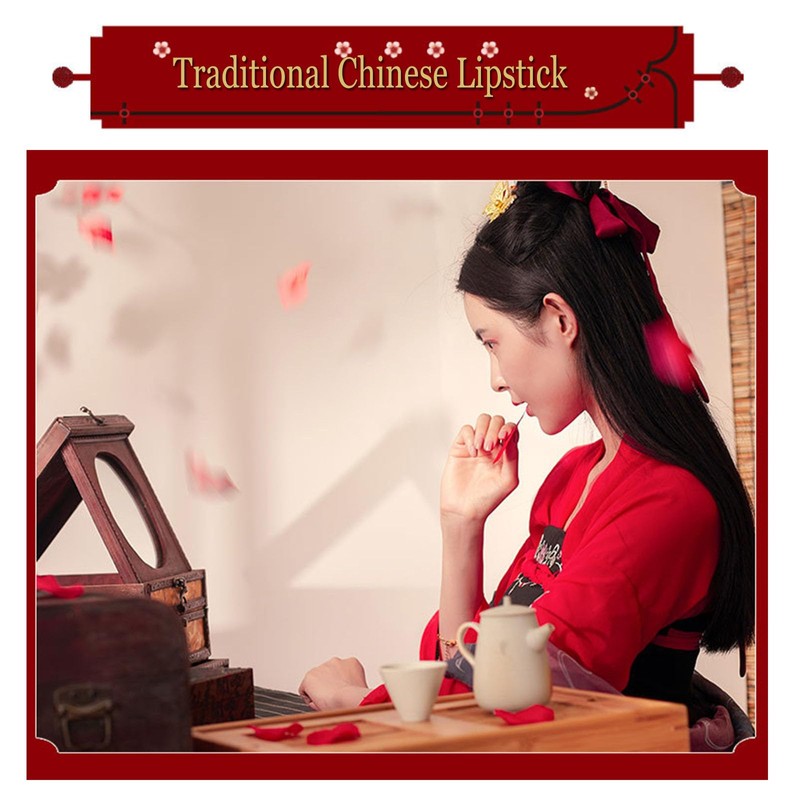Grospe Traditional Chinese Lipstick, 12 PCS Makeup Rouge Lipstick Papers,