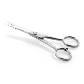 OTTO HERDER® Beard Scissors Men's Beard Scissors 13 cm in Leather Case Made of Rustproof Matte Stainless Steel with One-Sided Micro Teeth and Self-Rotating Key/Beard Scissors for Cutting Beard