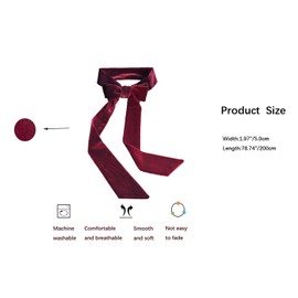 AIMECHA Women Velvet Sash Waist Belt Bow Tie Belt Skinny Neck Scarf for Bridal Wedding Special Occasion Dress (Burgundy)