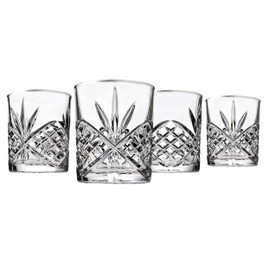 Godinger Old Fashioned Glasses, Beverage Glass Cups - Dublin, Platinum Rim, Set of 4