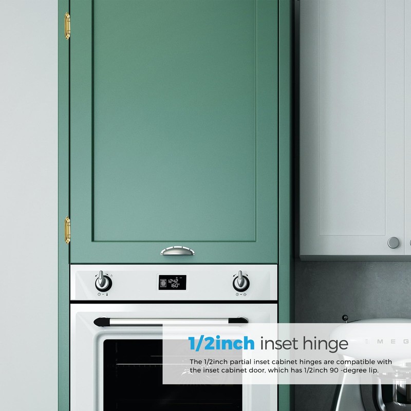50 Pack (25 Pairs) 1/2 Inch Overlay Kitchen Cabinet Hinges,