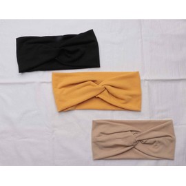 Ruwado 3 Pcs Headband for Women Elegant Solid Color Elastic Stretchy Criss Cross Twisted Head Wrap Hair Accessories for Girls Workout Exercise Yoga Running