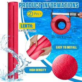 Hanaive 4 Pcs 40 Inch x 4. 1 Inch Jumbo Pool Noodles Bulk Large Swimming Swim Noodles for Floating Craft Projects Pre Slit Clamp Foam Protection Foam Tube Padding Bumper(Red)