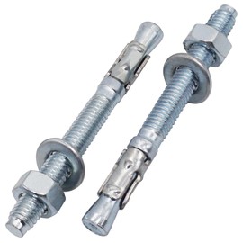 SKIR'CO (Pack of 10) Galvanised Wedge Anchors M8 x 80 mm Metal Dowel Anchor Bolts Masonry Concrete Anchors